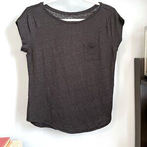 LOFT Linen Slub T-Shirt (Black) XS